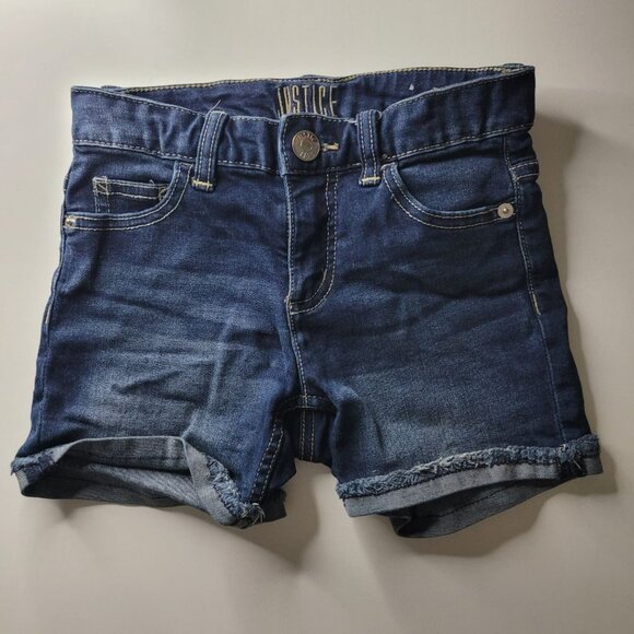 Justice Jean Shorts Girls Size 12 Denim Rolled Distressed Cuffs - Picture 8 of 8